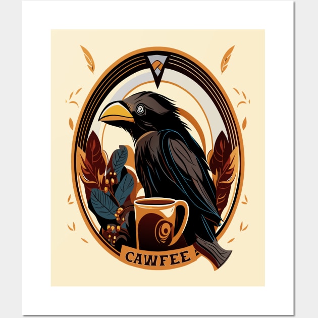 "Cawfee" crow and coffee Wall Art by MusicianCatsClub